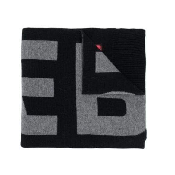 Positively Conscious Raeburn Knitted black cashmere blend Logo Scarf - Picture 9 of 9